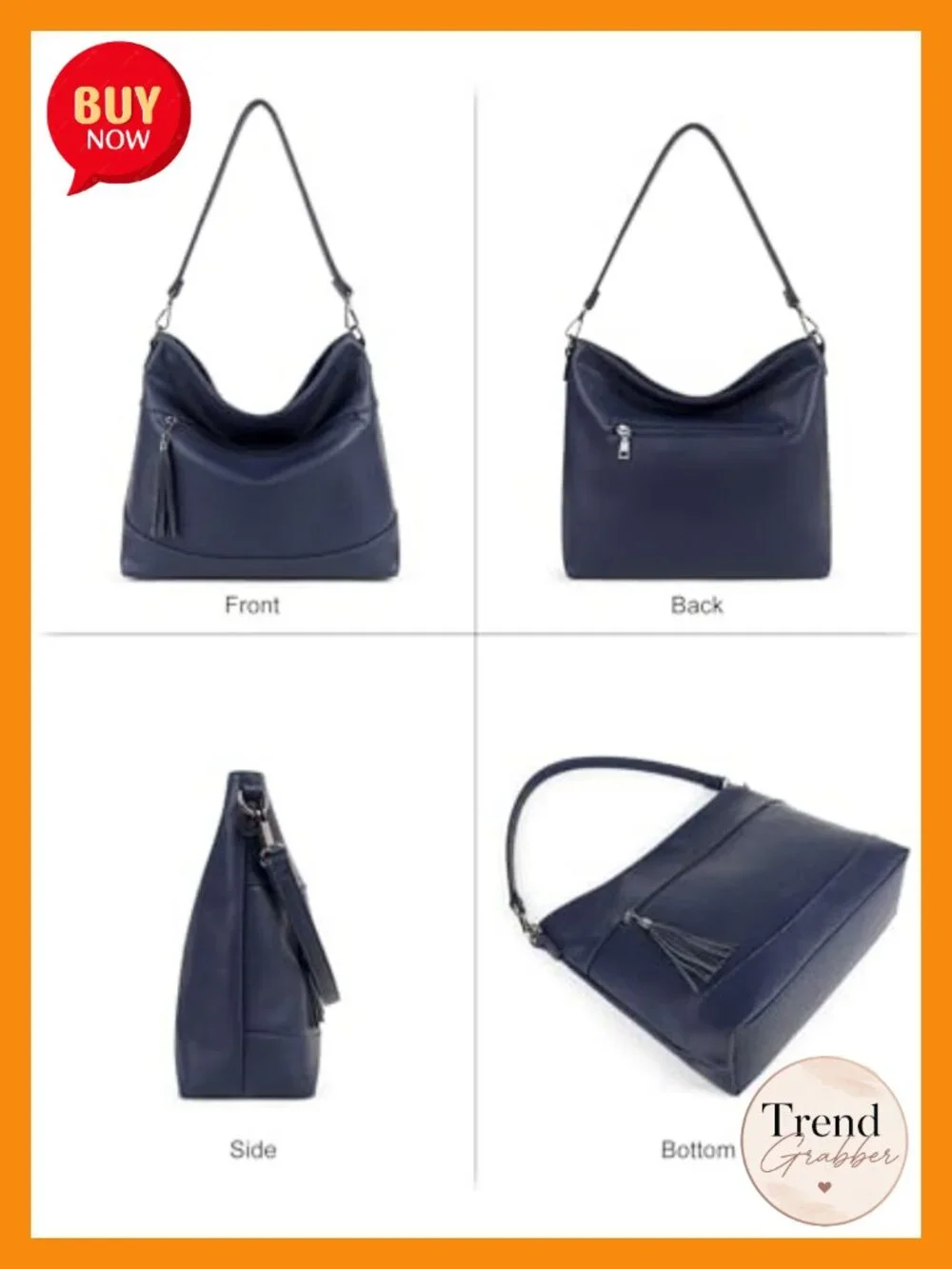 Faux Leather Hobo Crossbody Bag, 2-in-1 Convertible Purse with Shoulder Strap,
